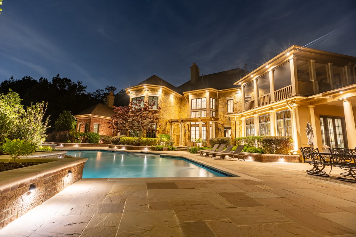 backyard pool outdoor pool lighting after